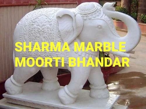 Multicolor Marble Elephant Statue, For Exterior Decor