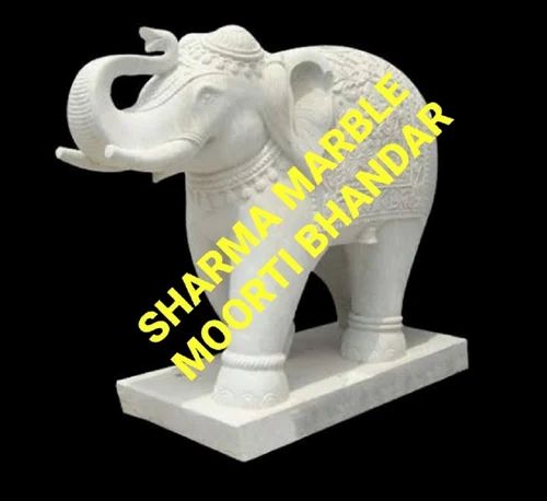Multicolor Marble Handcrafted Elephant Statue, For Exterior Decor, Size/Dimension: 18" To 84"