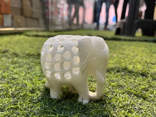 White Marble Carving Elephant, For Interior Decor