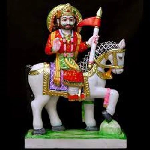 39inch Baba Ramdev Marble Statue, Temple, Multicolor
