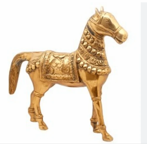 Golden Brass Kuthirai Horse Vahanam Statue