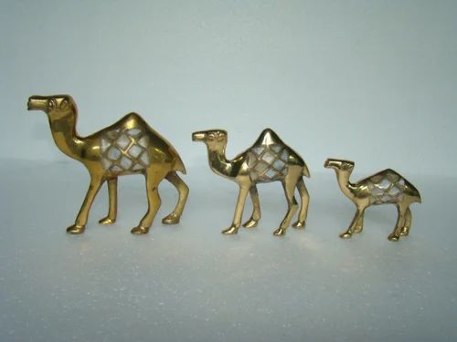 Brass MOP Camel Statue Set Of 3