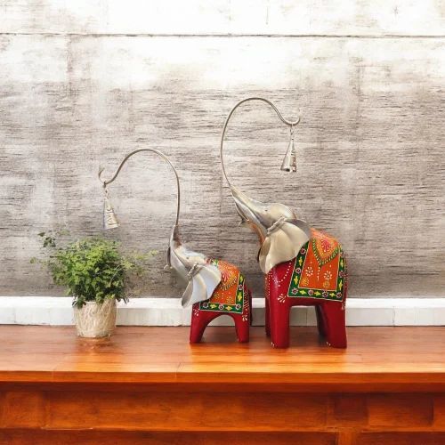 Red Indian Handicraft Wooden bell Elephant, For Interior Decor