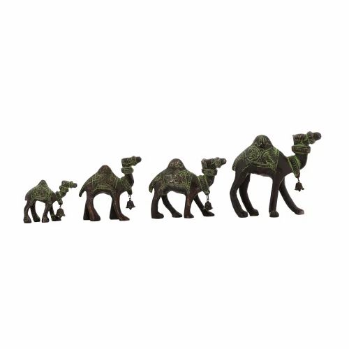 NM 1459 Antique Finish Aluminium Camel Figurine Set, For Interior Decor
