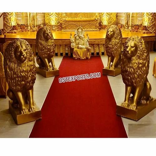 Golden Fiberglass Lion Statues Wedding Decor FRP Lion Sculpture Wedding Lion Statues USA Sale