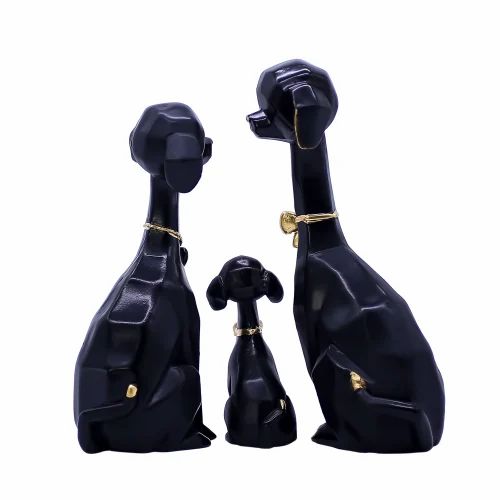 Poly resin sitting dog set of 3
