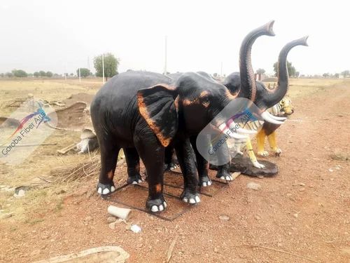 FRP / Fiber Natural Elephant Statue 5 feet Trunk Up