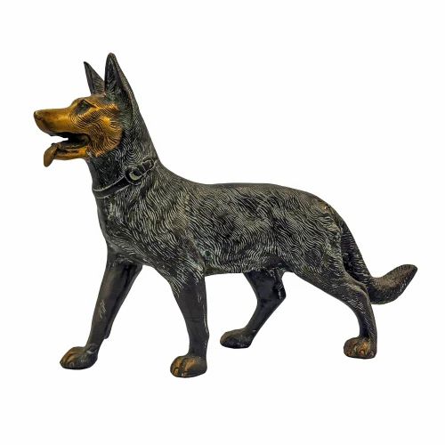 9.5inh Brass Dog Statue