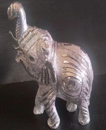 Silver Metal Elephant up trunk, Size: 6"