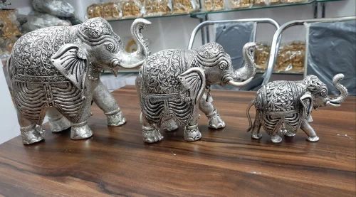 Antique Home Decor German Silver Elephant Set, For Decoration