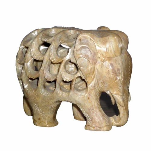 Marble Soapstone Carved Elephant, Size/Dimension: 2