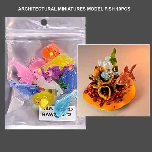 Wooden Architectural Miniatures Model Fish 10pcs