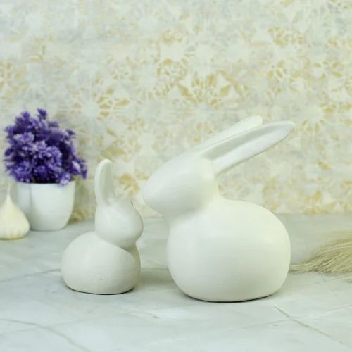 Elegant Ceramic rabbit Statue Set Interior Design Showpiece Home Decorative Item