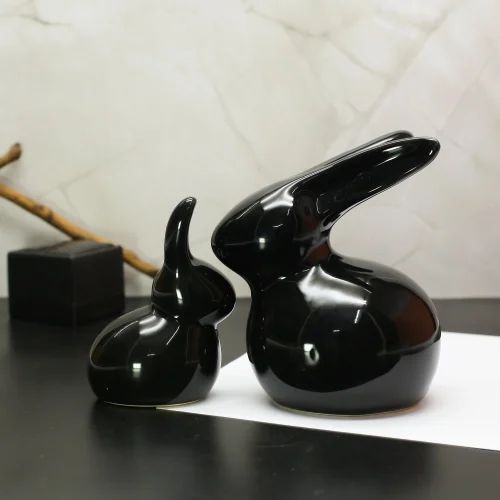 Ceramic Rabbit Statue Set For Office Decor