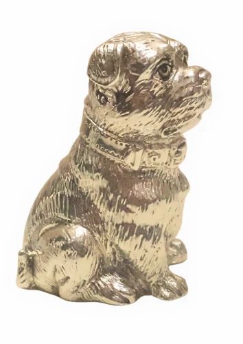 999 Pure Silver Plated Seated Pug Dog