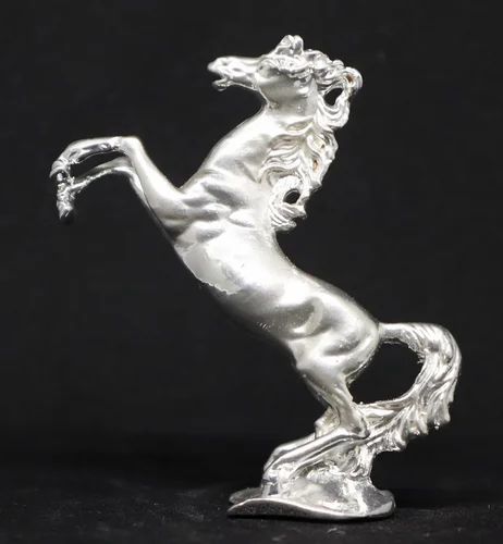5 Inch Leaping Horse Silver Idol