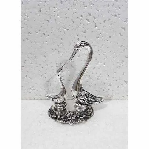 Indian Handicrafts Aluminium Silver Plated Metal Saras Pair