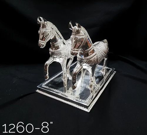 Polished Silver 8 inch Horses Pair