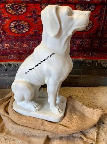 White Dog Marble Stone Animal Figure