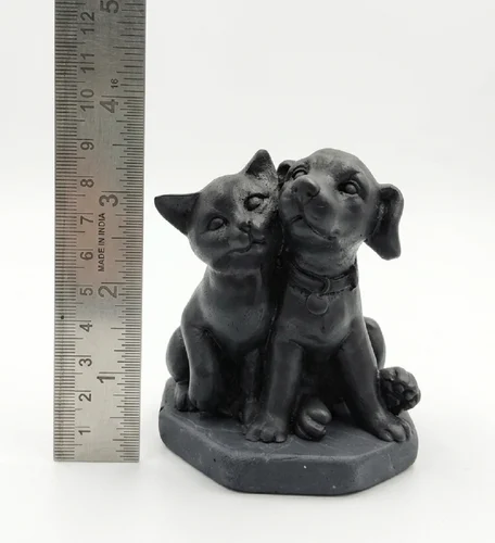 Natural Shungite Stone Cat And Dog Figurine