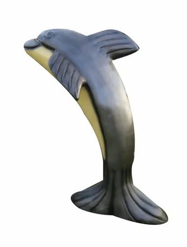 Fish Gray Fiberglass Park Dolphin Statue