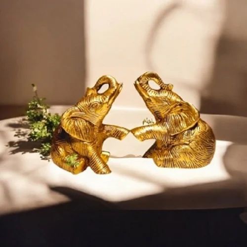 Handcrafted Brass Elephant Statue Pair