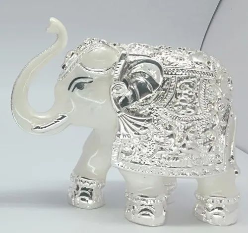 4 Inch Silver Plated Elephant Statue