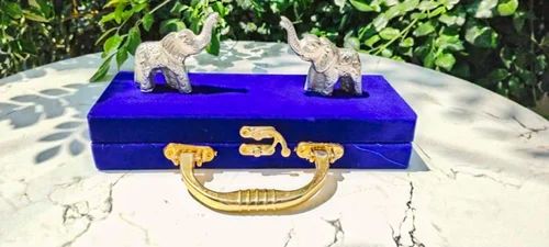 Gift Box with Twin Silver-Elephant Statues