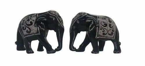 Black Elephant Kadappa Stone Sculptures, Size/Dimension: 3 Inch, For Interior Decor