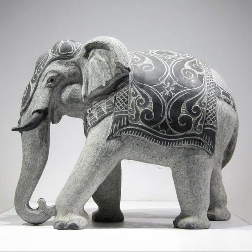 1 Feet Stone Carved Elephant Statue