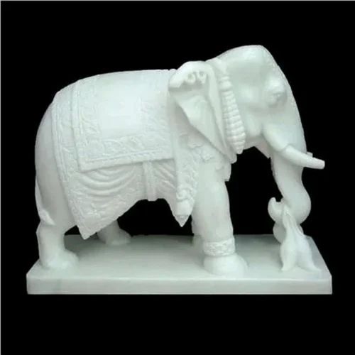 White Elephant Marble Statue, For Exterior Decor