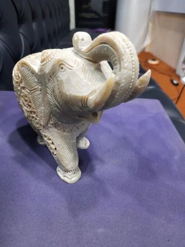 White Stone Carving Elephant, For Interior Decor