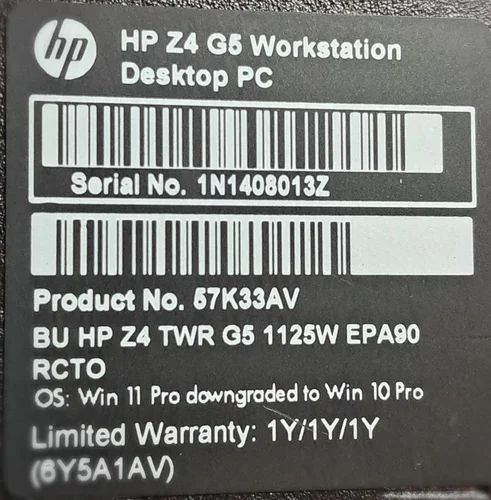 HP Part No. L20514-001 /851383-001 1000 Wat Power Supply Unit For Z4 G5 /Z6 G4 Tower Workstation