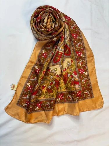 Yellow Printed Rayon Stole