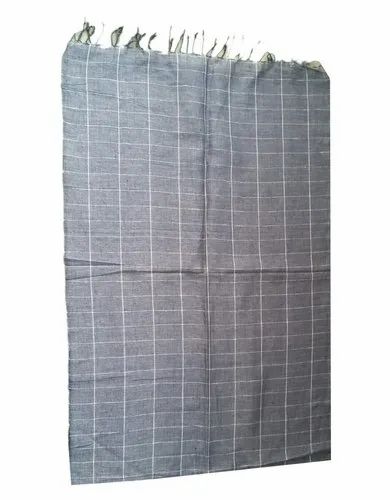 Check Printed Grey Linen Stole