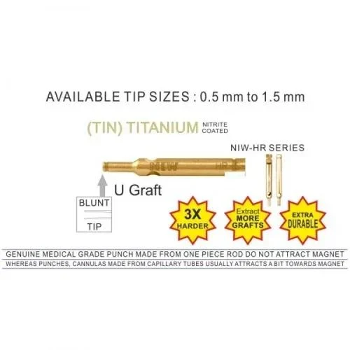 FUE U Graft Contra Punch Titanium TIN Coated Hair Transplant, 0.5Mm-2.0mm