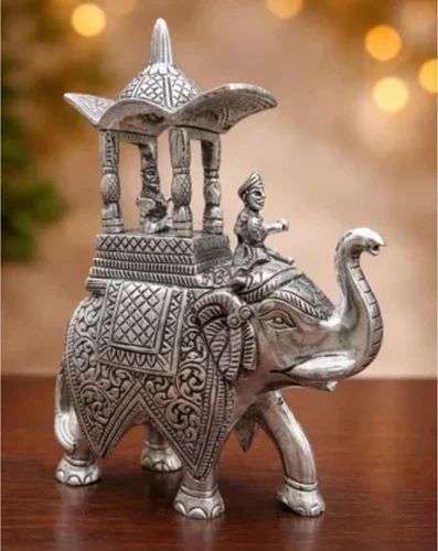 German Silver Ambabari Elephant Statue
