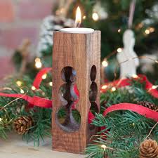 Hand Carved Wooden Brass Holder