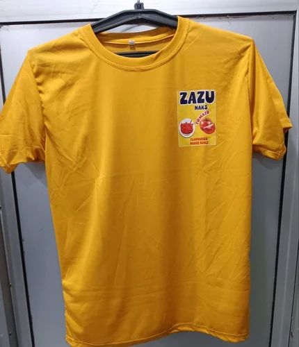 Round Neck Polyester Printed T Shirts, GSM: 200