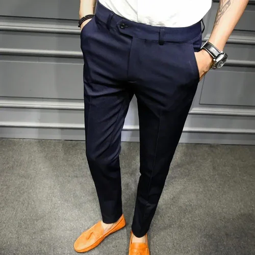 Cotton Grey Men Formal Pants, Slim Fit