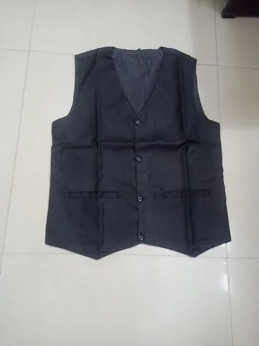 Blended Black Waistcoat For Steward