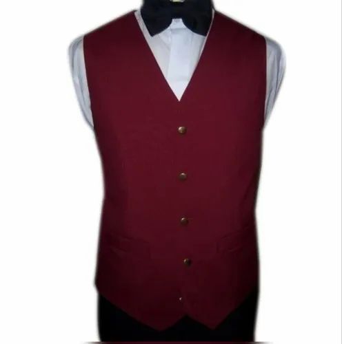 Men Maroon Cotton Waistcoat