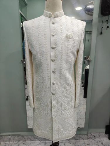 Raxon Men's Malai Sherwani Luxury Wedding Wear on a Budget with All Over Embroidery
