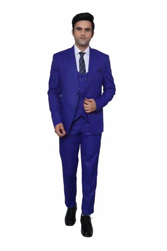 Royal Blue 3-Piece Formal Suit with Polka Dot Tie