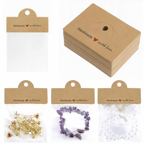 100Pcs Jewellery Organisers Pouch With Brown Cardstock Jewelry Package Supplies B0FKFYLFCS