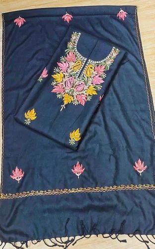 Kashmiri Ari Suit with Stole, Work Type: Tilla Work