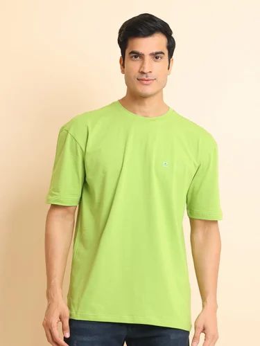 BBOS8005 Kellygreen Basic Stretchable Oversize Round Neck Half Sleeve T-Shirt