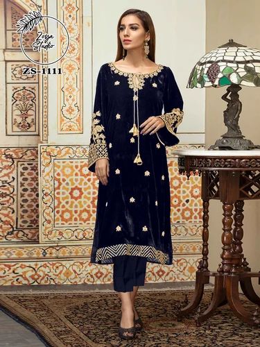 Embroidered Ladies Velvet Suit, Pakistani