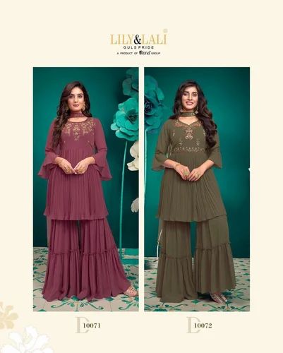Embroidered Pure Georgette With Nice Handwork Suit, Stitched
