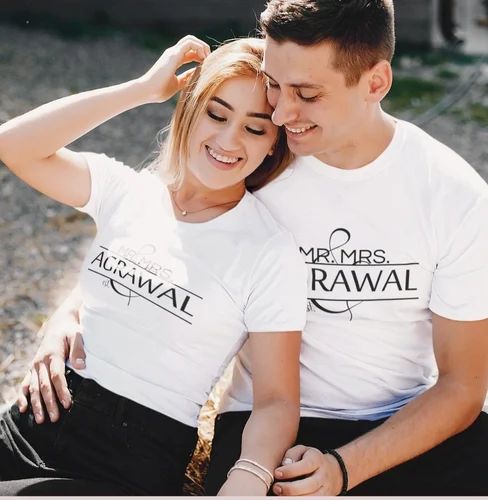Half Sleeve Couple t shirt, Size: Medium